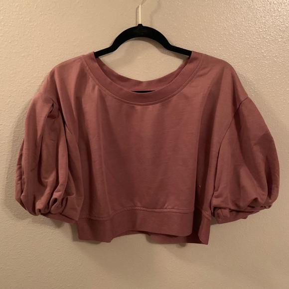 Tops - Pink Balloon Sleeve Crop Top
